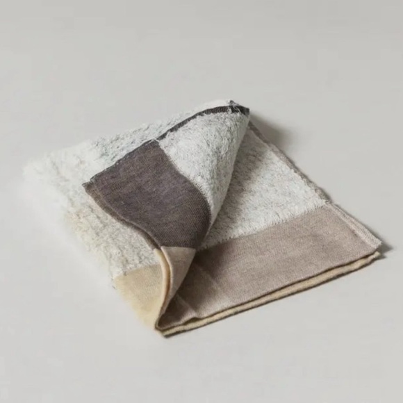 Luxury Japanese Kontex Co.  Palette Bath Washcloths w Taupe & Brown Linen border - Picture 2 of 6